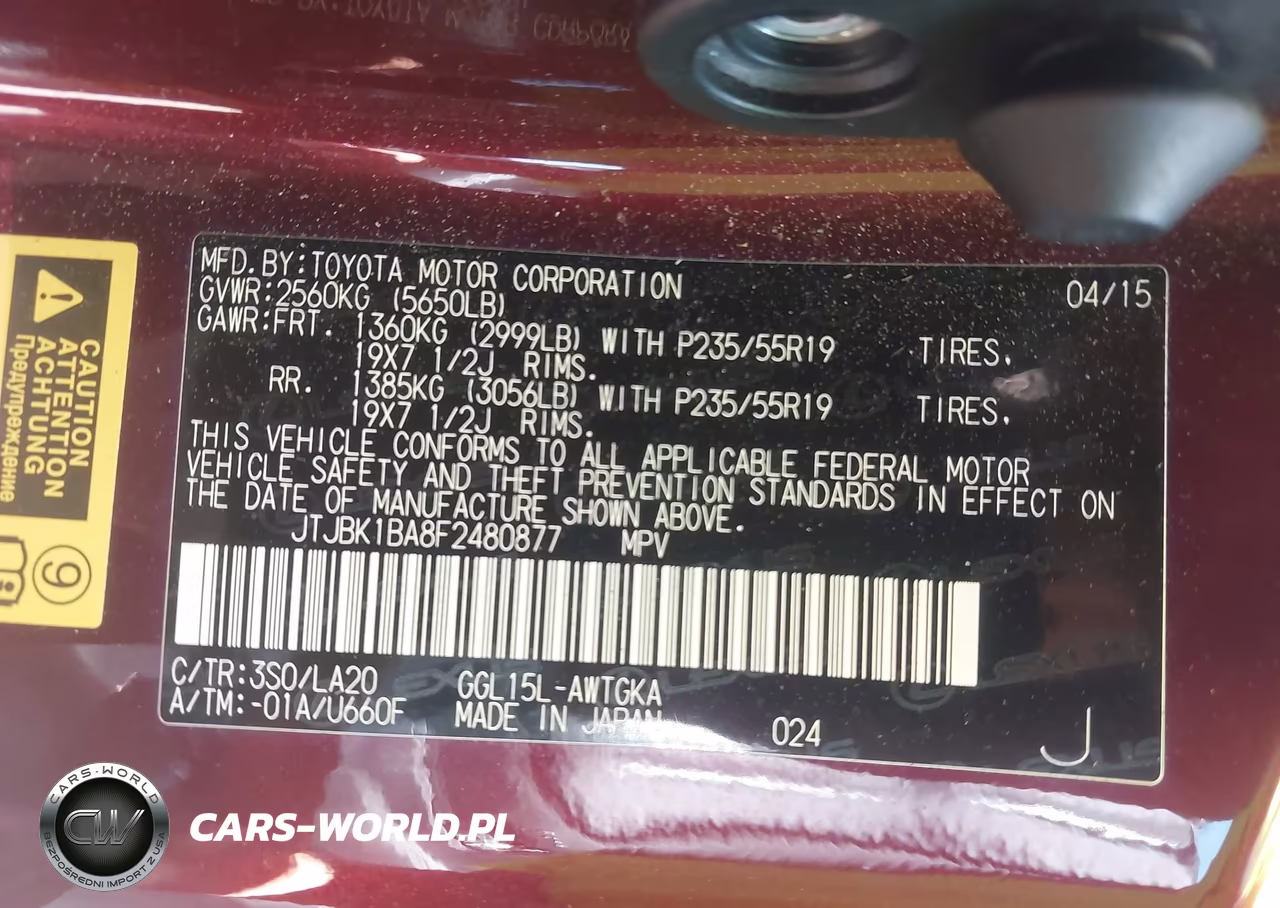 2015 Lexus Rx 350 VIN:JTJBK1BA8F2480877 - 9