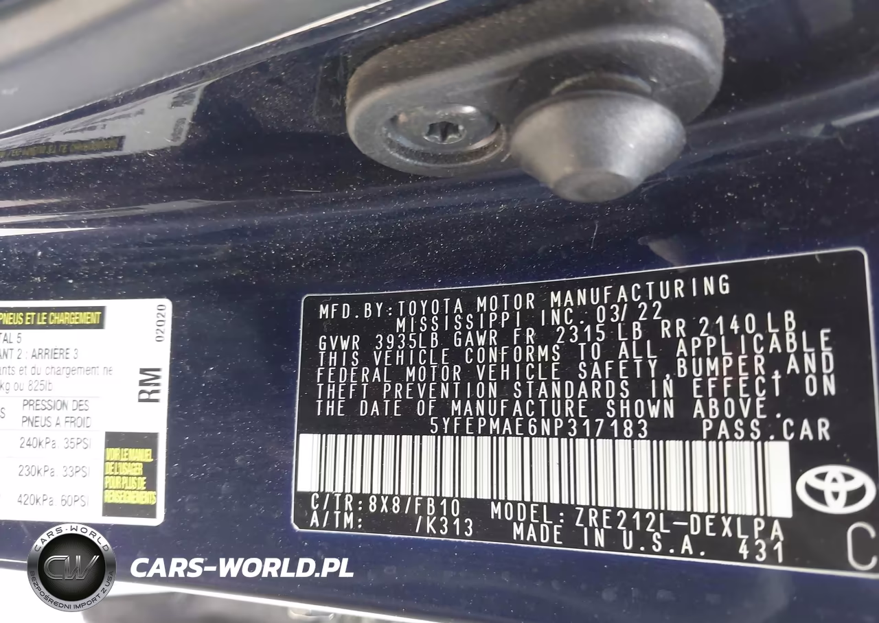 2022 Toyota Corolla Le VIN:5YFEPMAE6NP317183 - 9