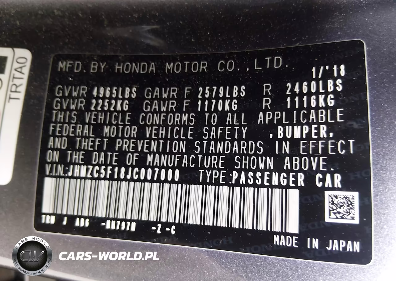 2018 Honda Clarity Plug-In Hybrid VIN:JHMZC5F18JC007000 - 9