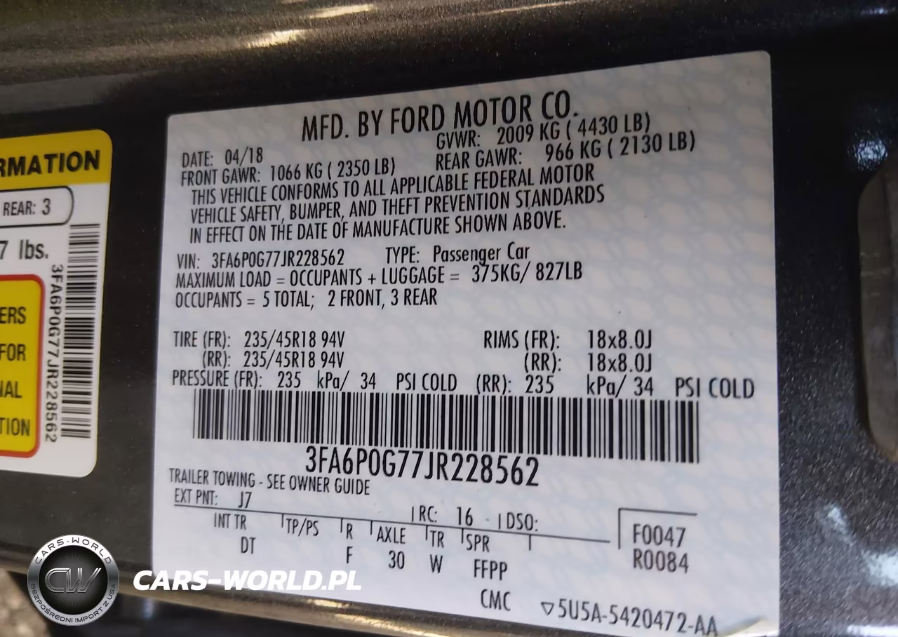 2018 Ford Fusion S VIN:3FA6P0G77JR228562 - 9