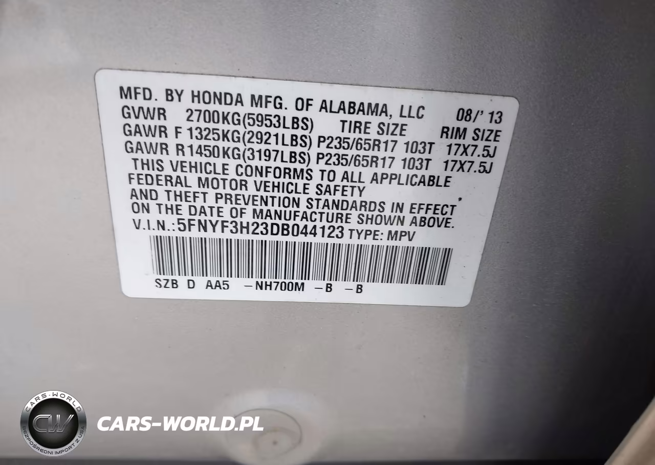 2013 Honda Pilot Lx VIN:5FNYF3H23DB044123 - 9