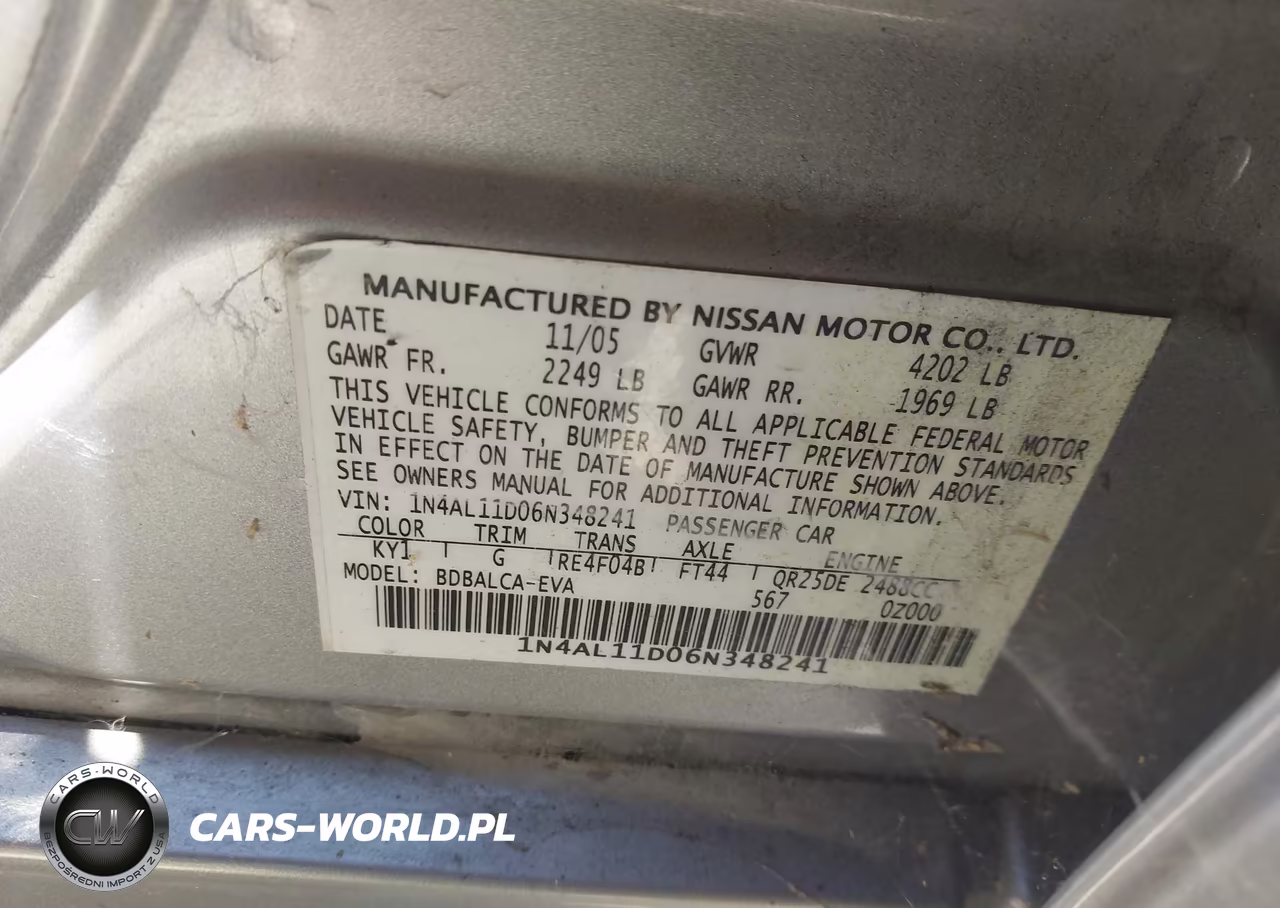 2006 Nissan Altima 2.5 S VIN:1N4AL11D06N348241 - 9