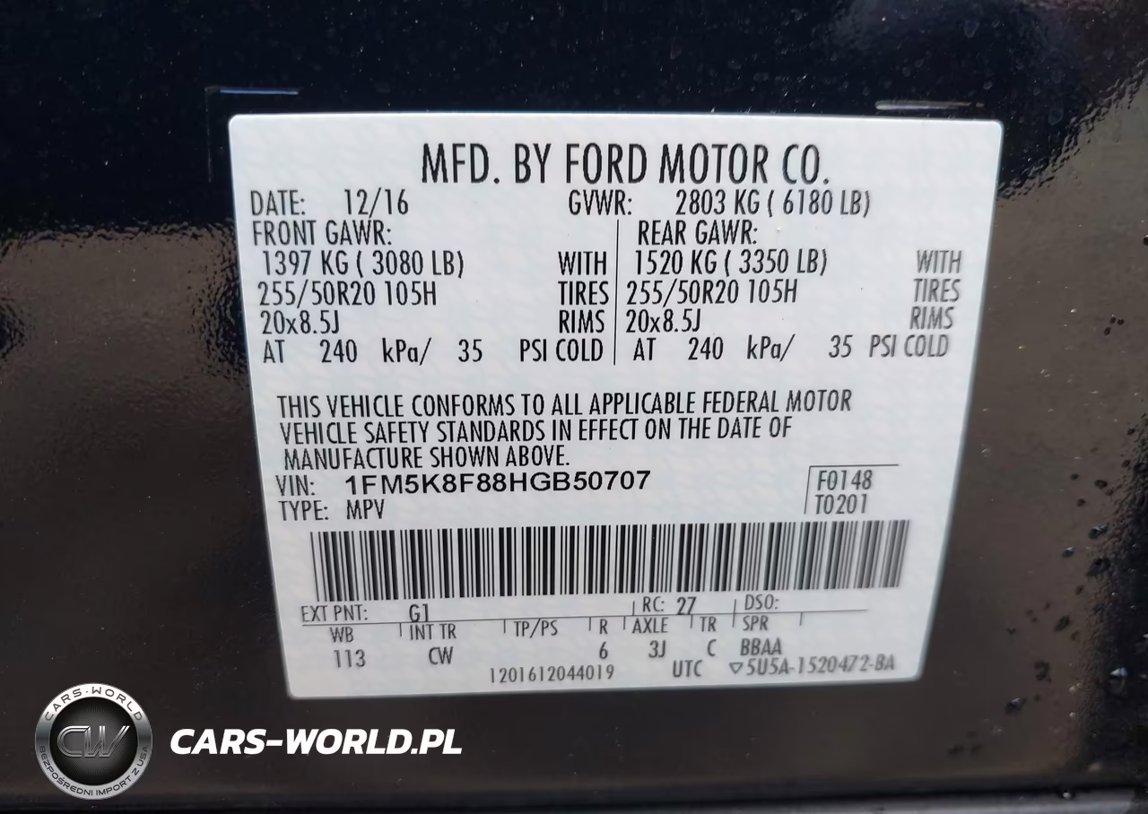 2017 Ford Explorer Limited VIN:1FM5K8F88HGB50707 - 9