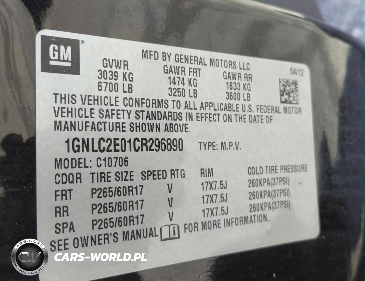 2012 Chevrolet Tahoe Commercial Fleet VIN:1GNLC2E01CR296890 - 7