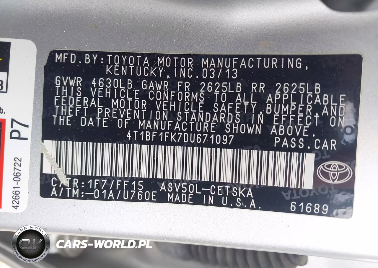 2013 Toyota Camry Se VIN:4T1BF1FK7DU671097 - 9