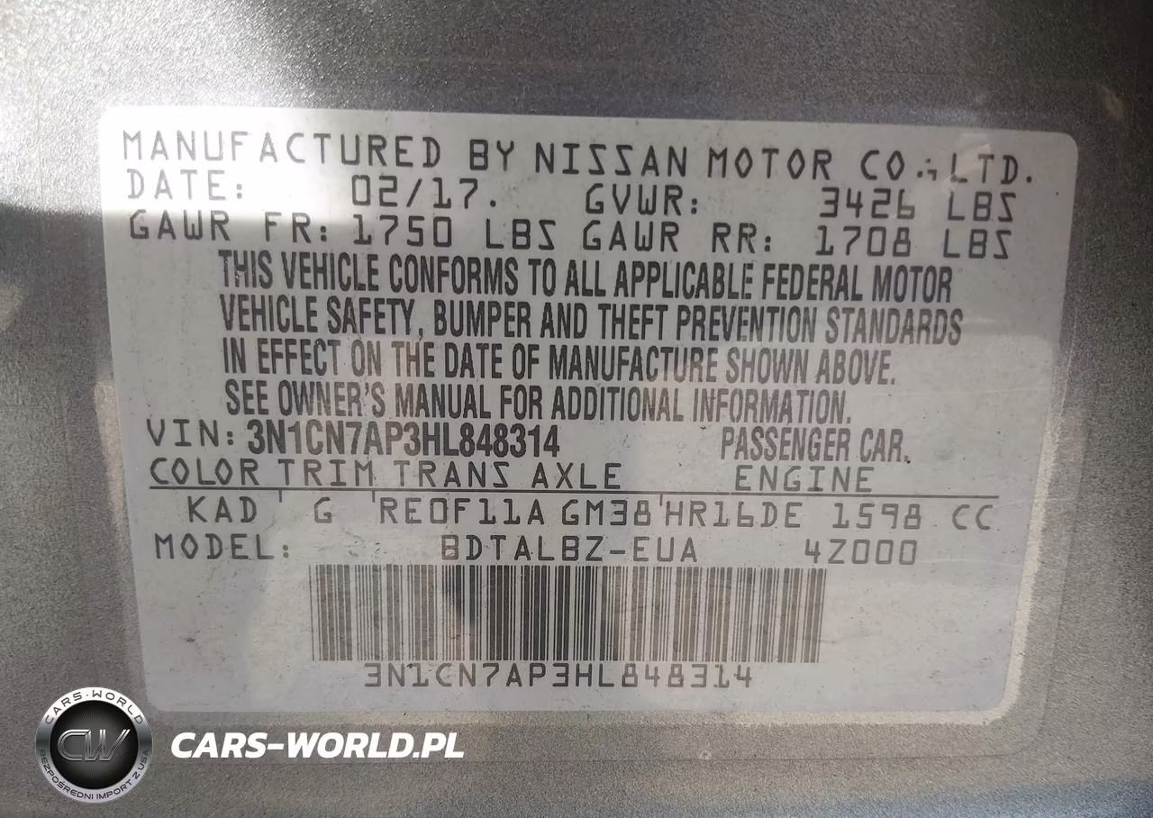 2017 Nissan Versa 1.6 Sv VIN:3N1CN7AP3HL848314 - 9
