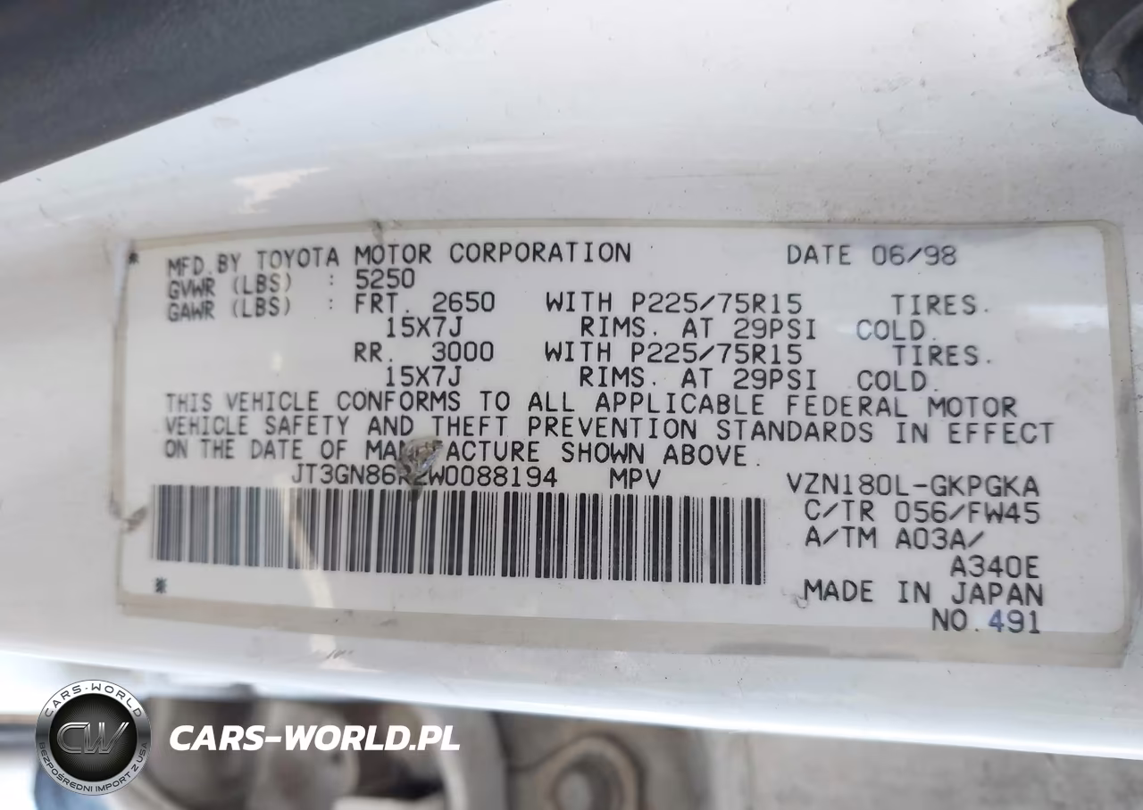 1998 Toyota 4Runner Sr5 V6 VIN:JT3GN86R2W0088194 - 9