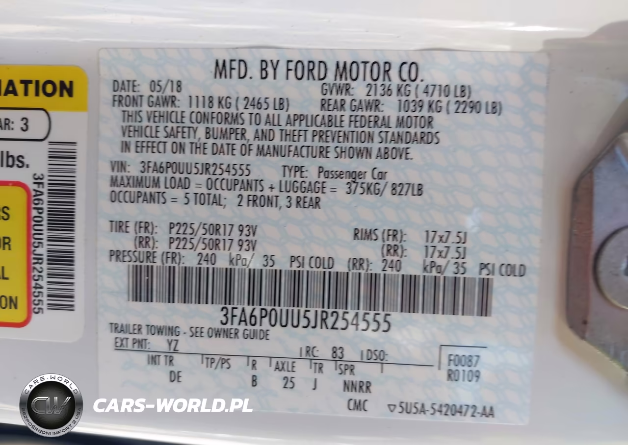 2018 Ford Fusion Hybrid S VIN:3FA6P0UU5JR254555 - 9