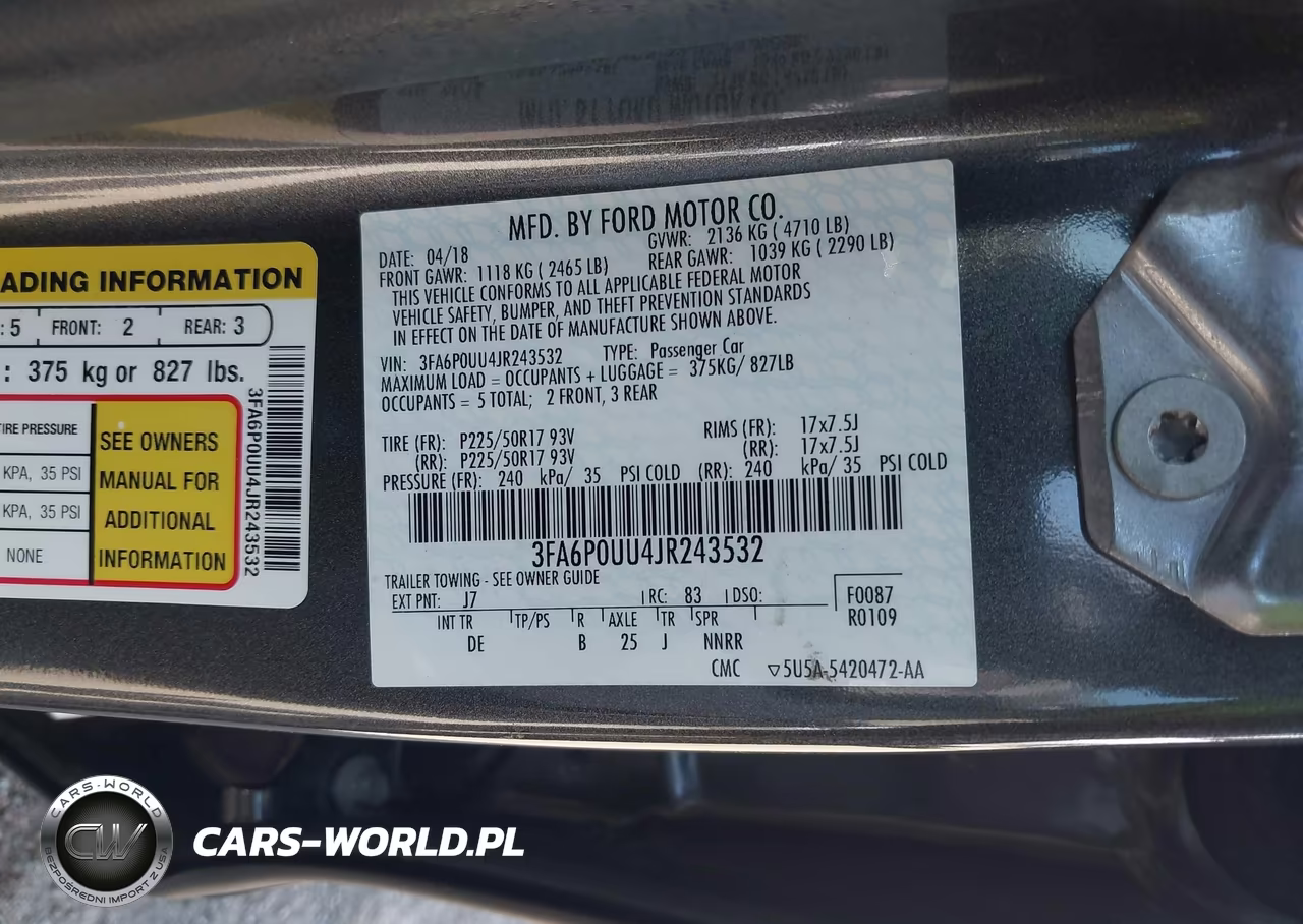 2018 Ford Fusion Hybrid S VIN:3FA6P0UU4JR243532 - 9