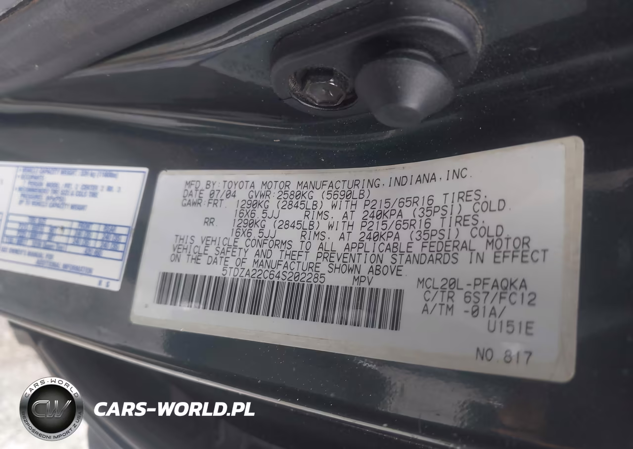 2004 Toyota Sienna Xle VIN:5TDZA22C64S202285 - 9