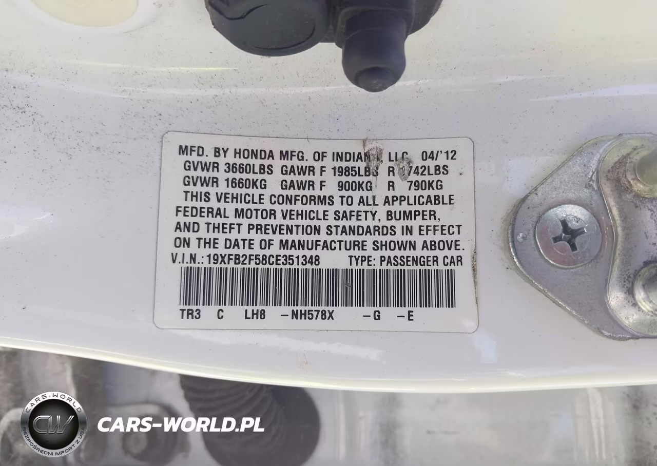 2012 Honda Civic Lx VIN:19XFB2F58CE351348 - 9