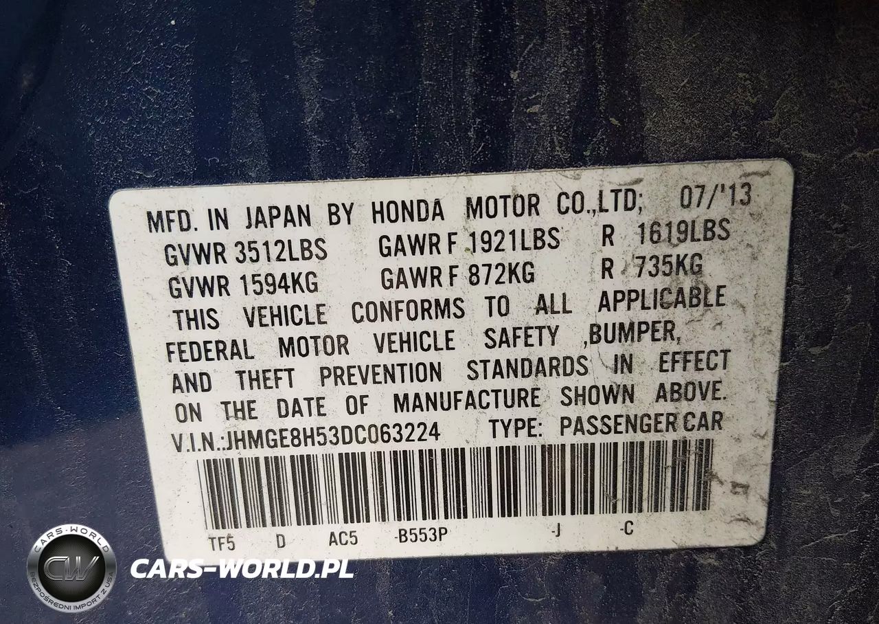 2013 Honda Fit Sport VIN:JHMGE8H53DC063224 - 9