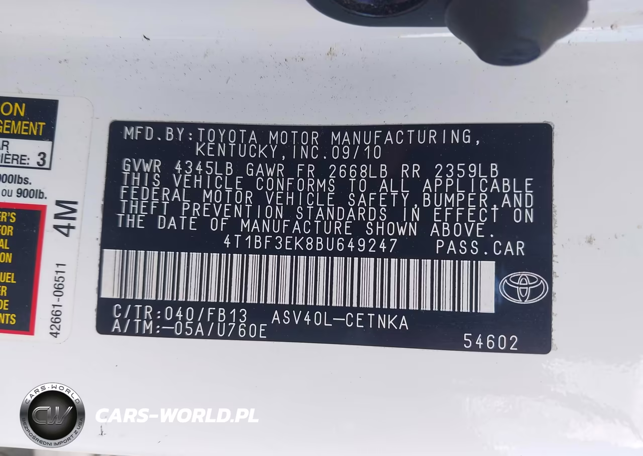 2011 Toyota Camry Le VIN:4T1BF3EK8BU649247 - 9