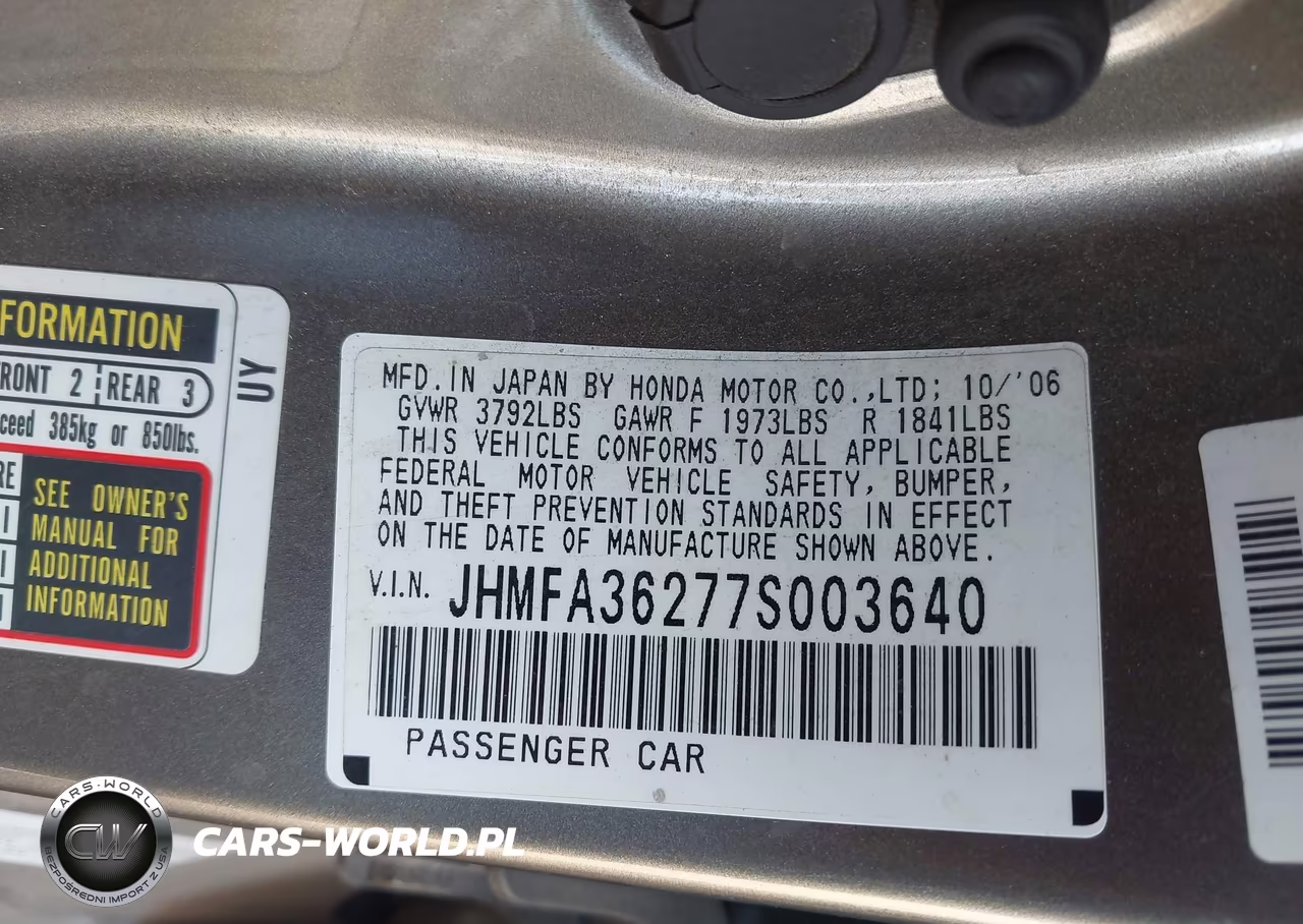 2007 Honda Civic Hybrid VIN:JHMFA36277S003640 - 9