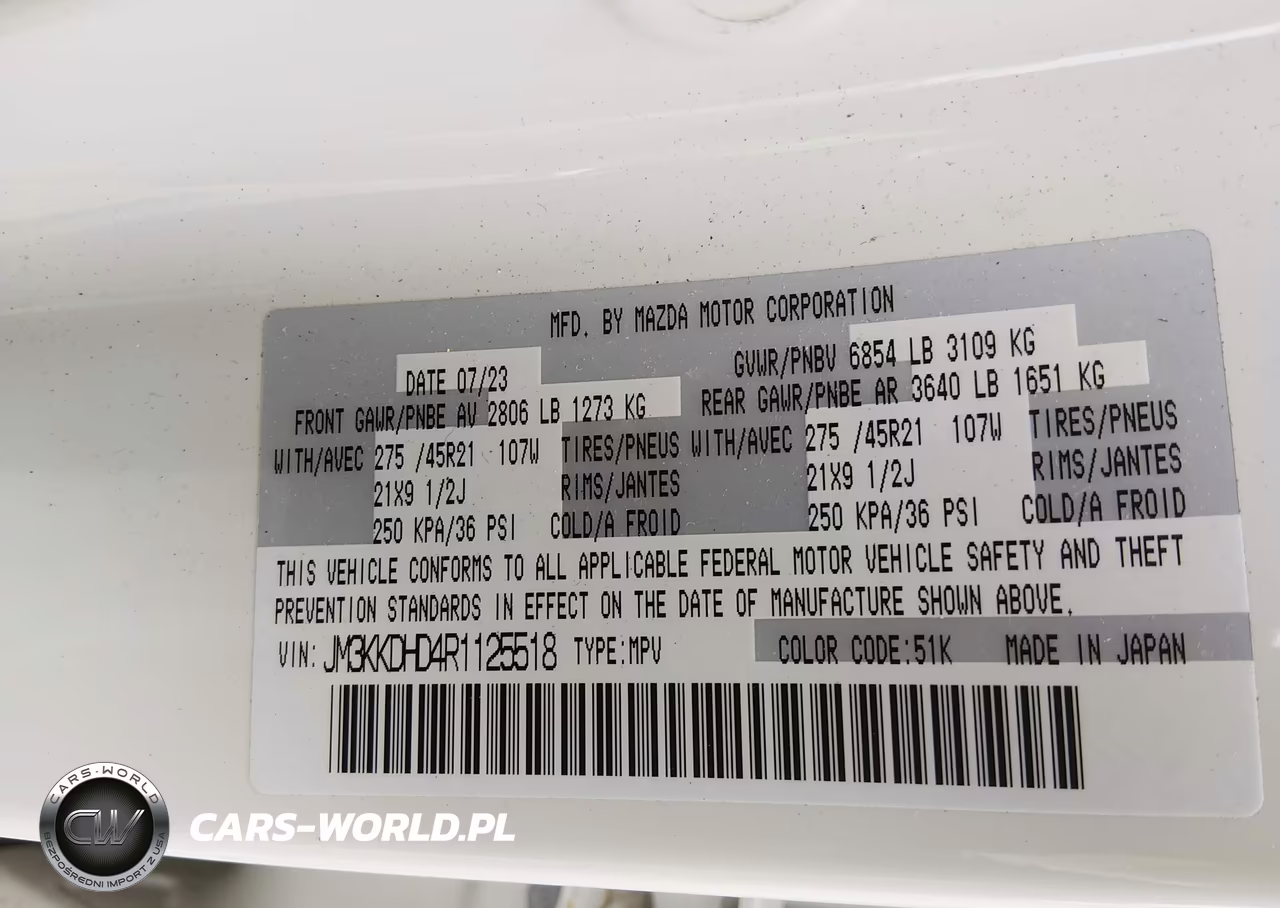 2024 Mazda Cx-90 3.3 Turbo Premium VIN:JM3KKDHD4R1125518 - 9