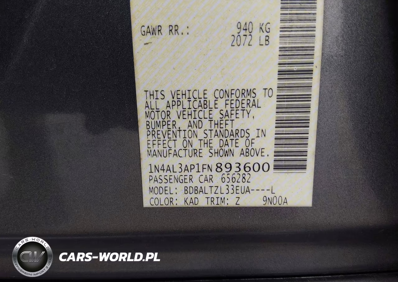 2015 Nissan Altima 2.5 Sl VIN:1N4AL3AP1FN893600 - 9