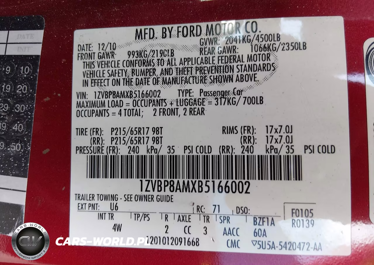 2011 Ford Mustang V6 Premium VIN:1ZVBP8AMXB5166002 - 9
