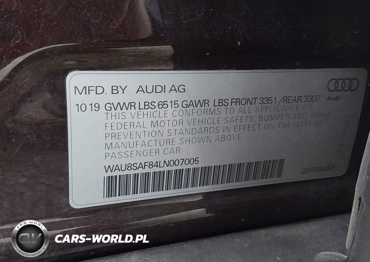 2020 Audi S8 Tfsi Quattro Tiptronic VIN:WAU8SAF84LN007005 - 9