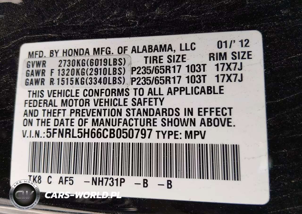 2012 Honda Odyssey Ex-L VIN:5FNRL5H66CB050797 - 9