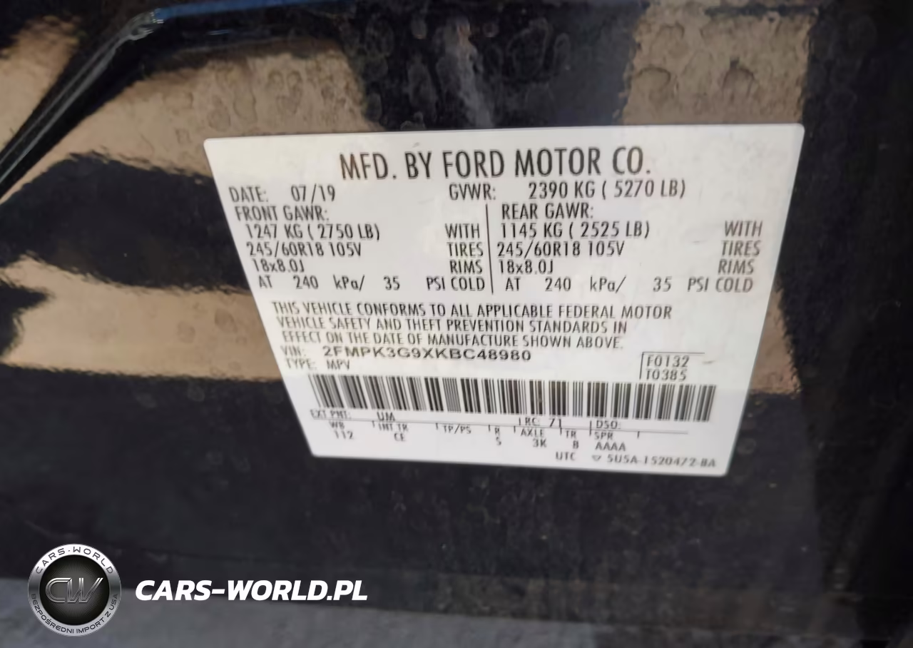2019 Ford Edge Se VIN:2FMPK3G9XKBC48980 - 9