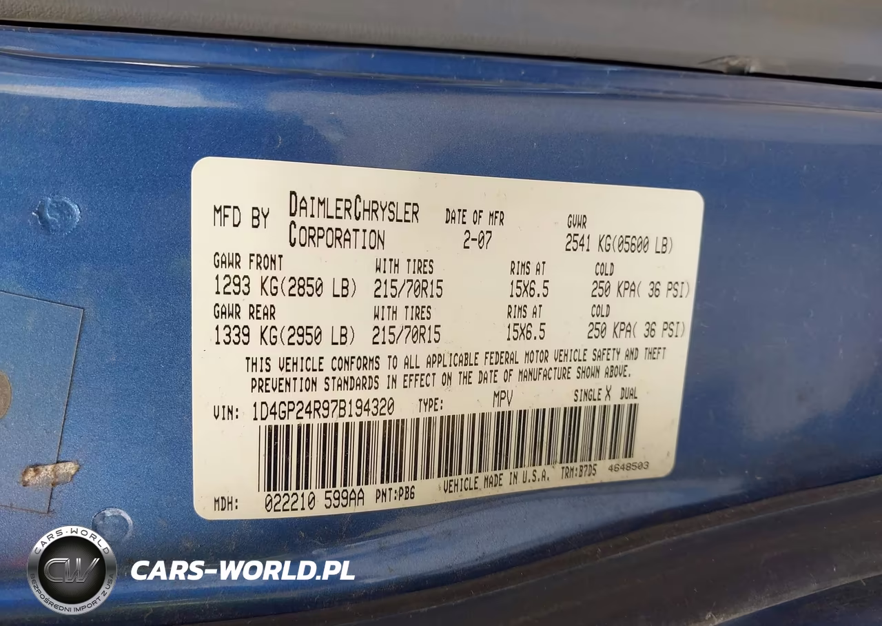 2007 Dodge Grand Caravan Se VIN:1D4GP24R97B194320 - 9