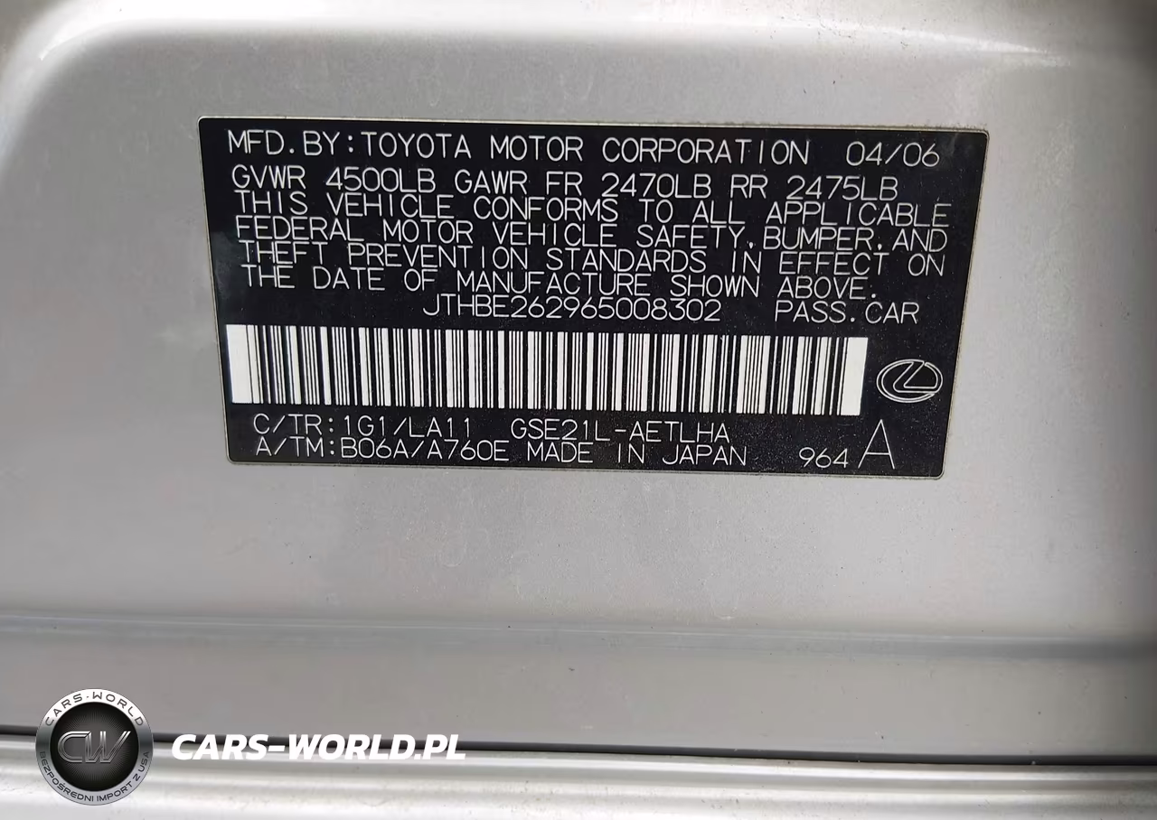 2006 Lexus Is 350 VIN:JTHBE262965008302 - 9