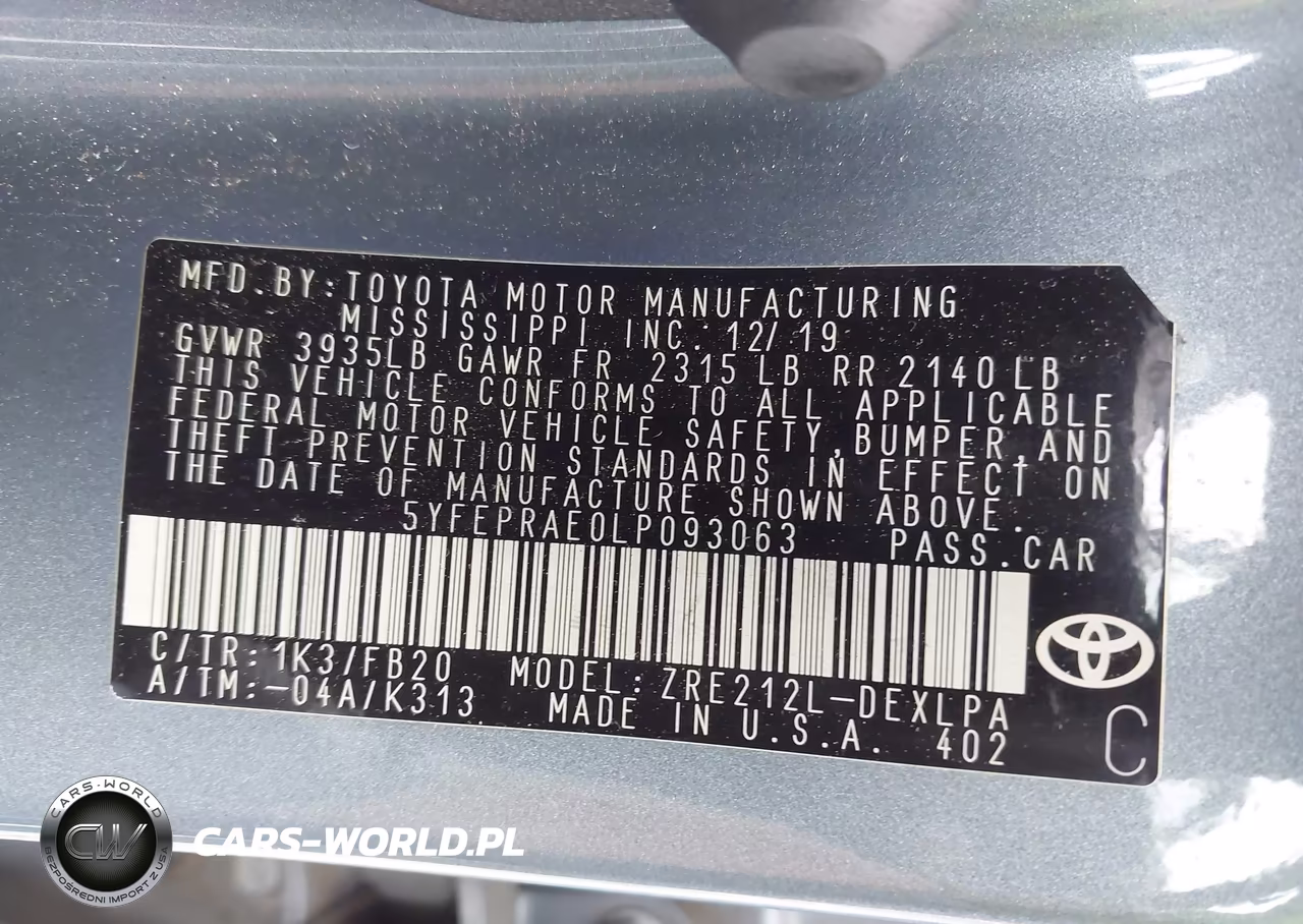 2020 Toyota Corolla Le VIN:5YFEPRAE0LP093063 - 9