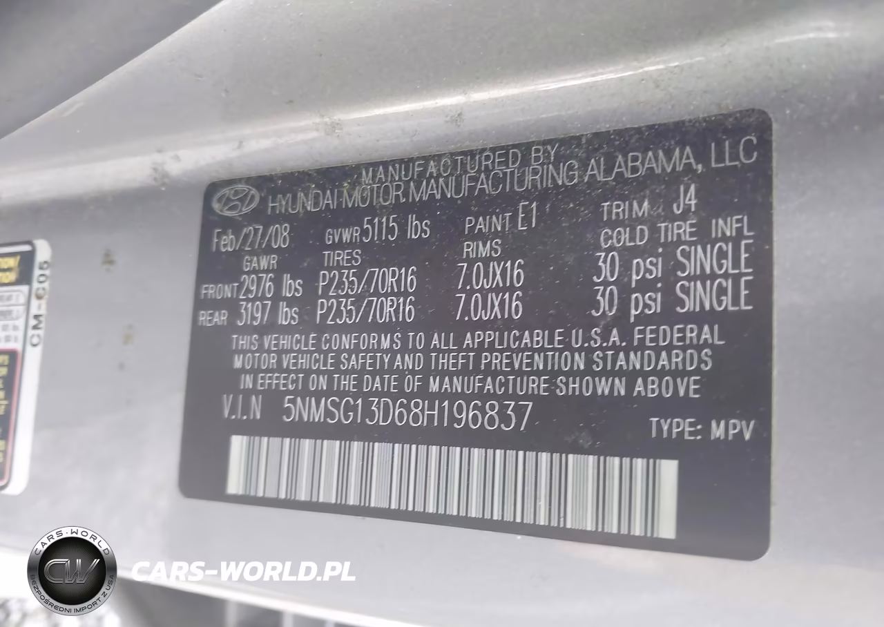 2008 Hyundai Santa Fe Gls VIN:5NMSG13D68H196837 - 9