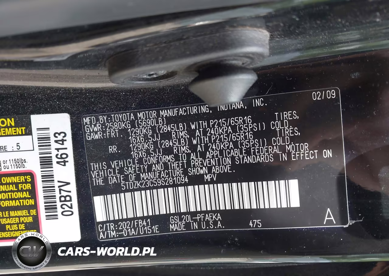 2009 Toyota Sienna Ce-Le VIN:5TDZK23C59S281094 - 9