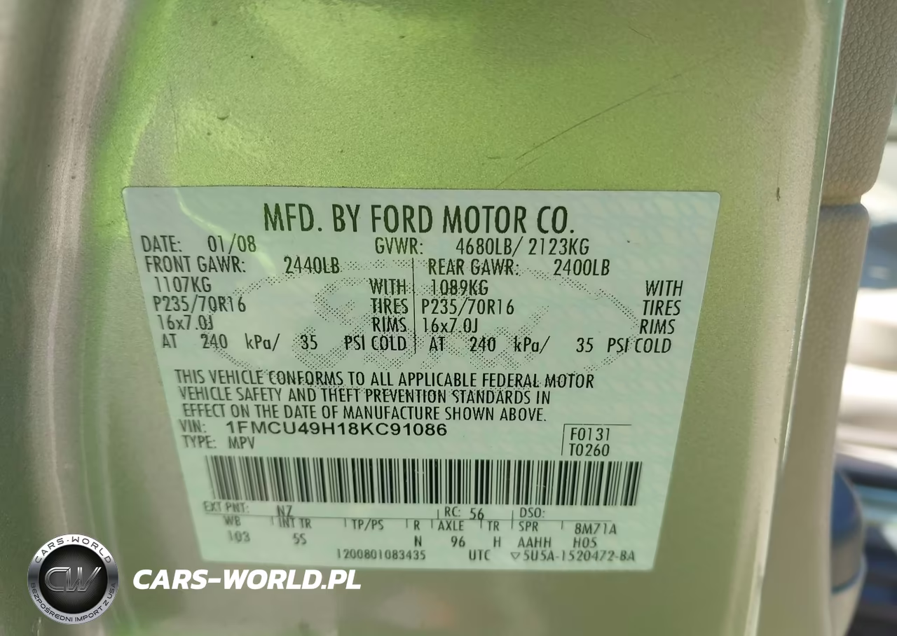 2008 Ford Escape Hybrid VIN:1FMCU49H18KC91086 - 9