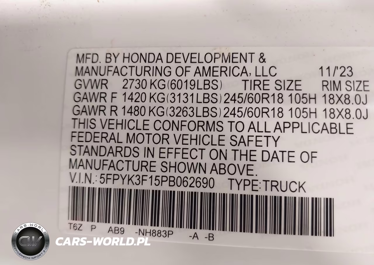 2023 Honda Ridgeline Sport VIN:5FPYK3F15PB062690 - 9