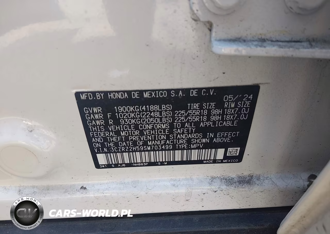 2025 Honda Hr-V Awd Sport VIN:3CZRZ2H59SM703499 - 9