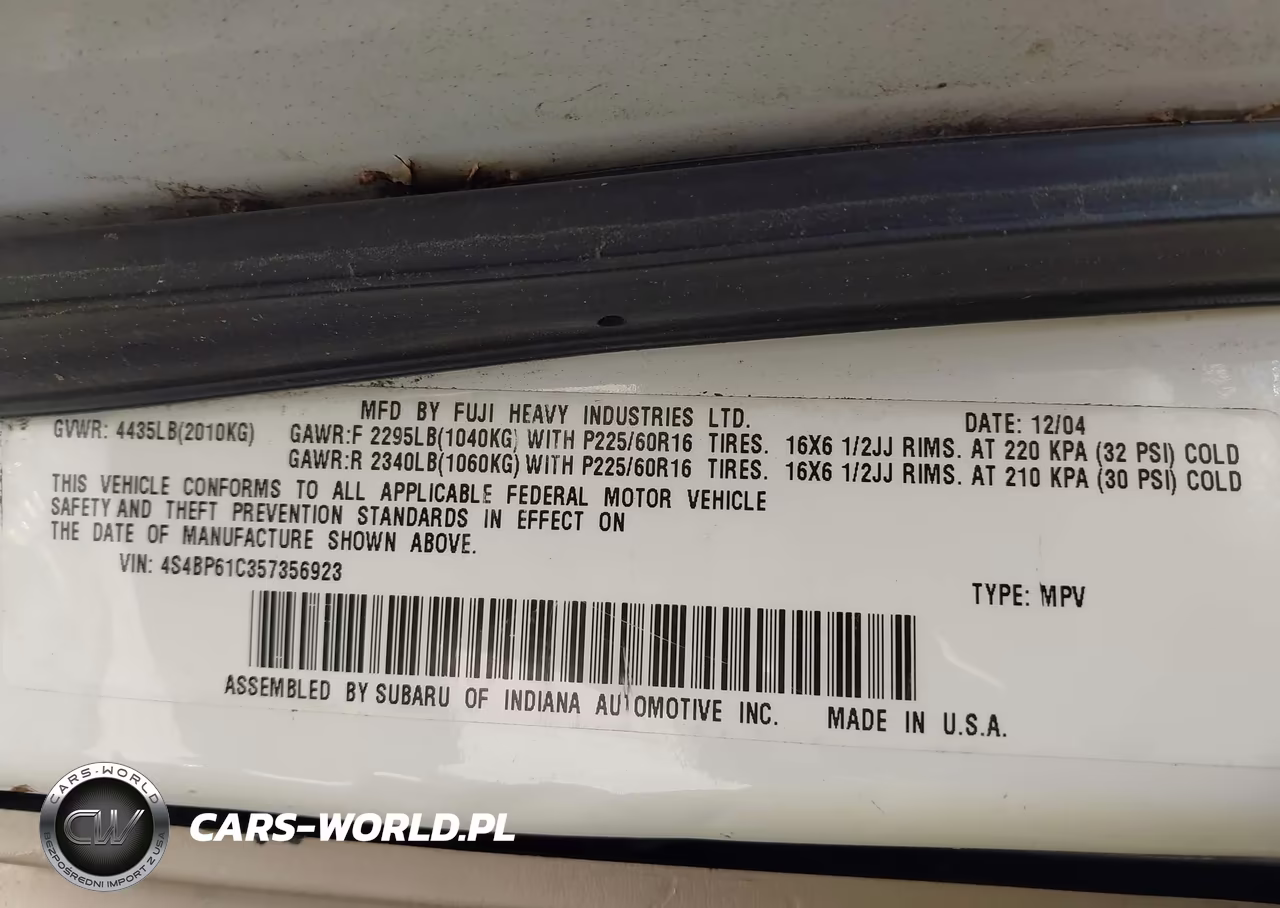 2005 Subaru Outback 2.5I VIN:4S4BP61C357356923 - 9