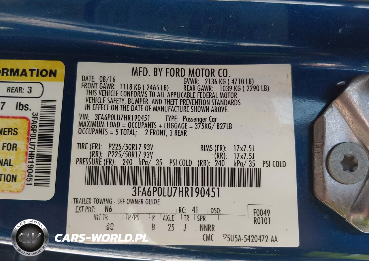 2017 Ford Fusion Hybrid Se VIN:3FA6P0LU7HR190451 - 9