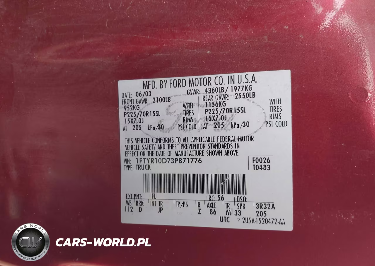2003 Ford Ranger Xl-Xlt VIN:1FTYR10D73PB71776 - 9