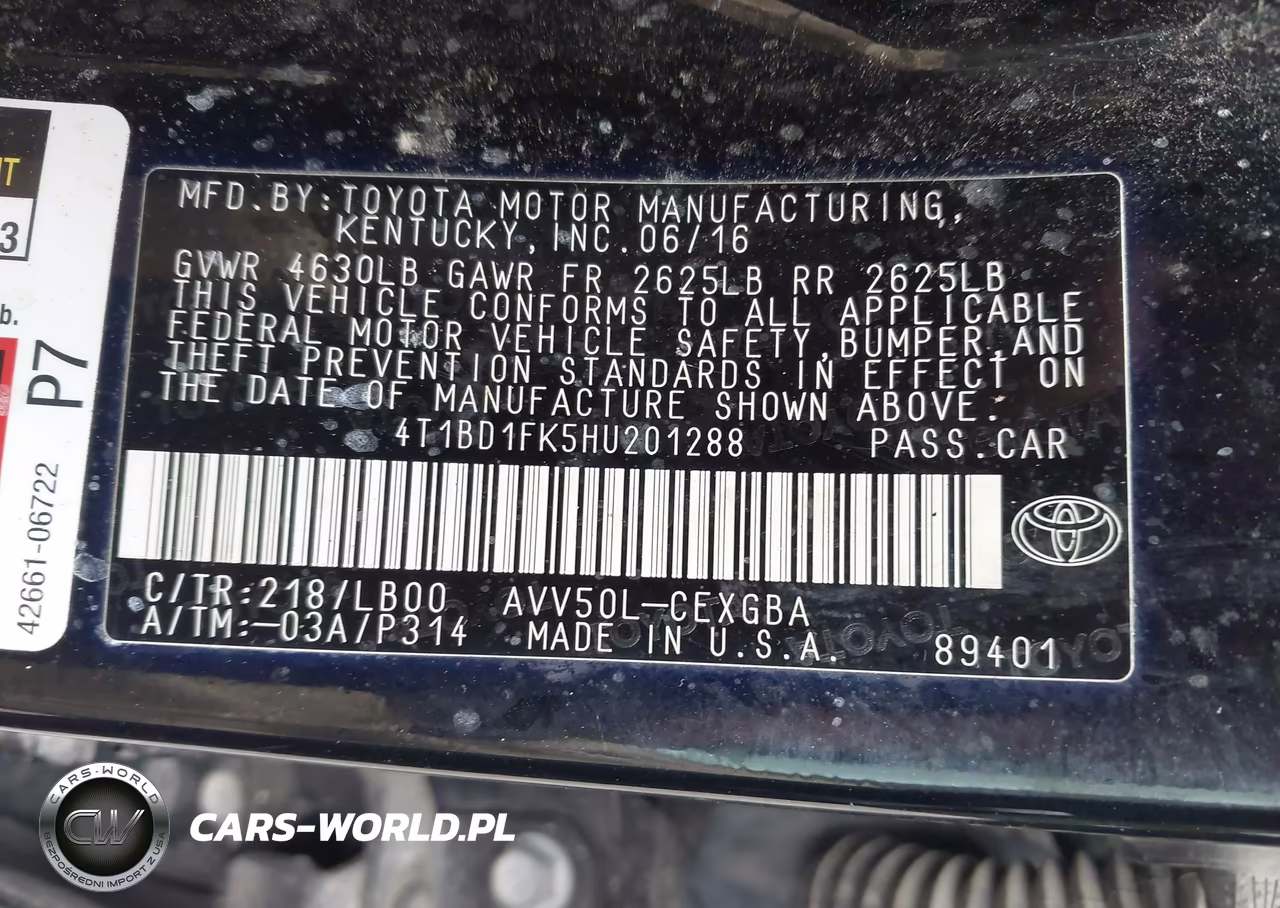 2017 Toyota Camry Hybrid Xle VIN:4T1BD1FK5HU201288 - 9