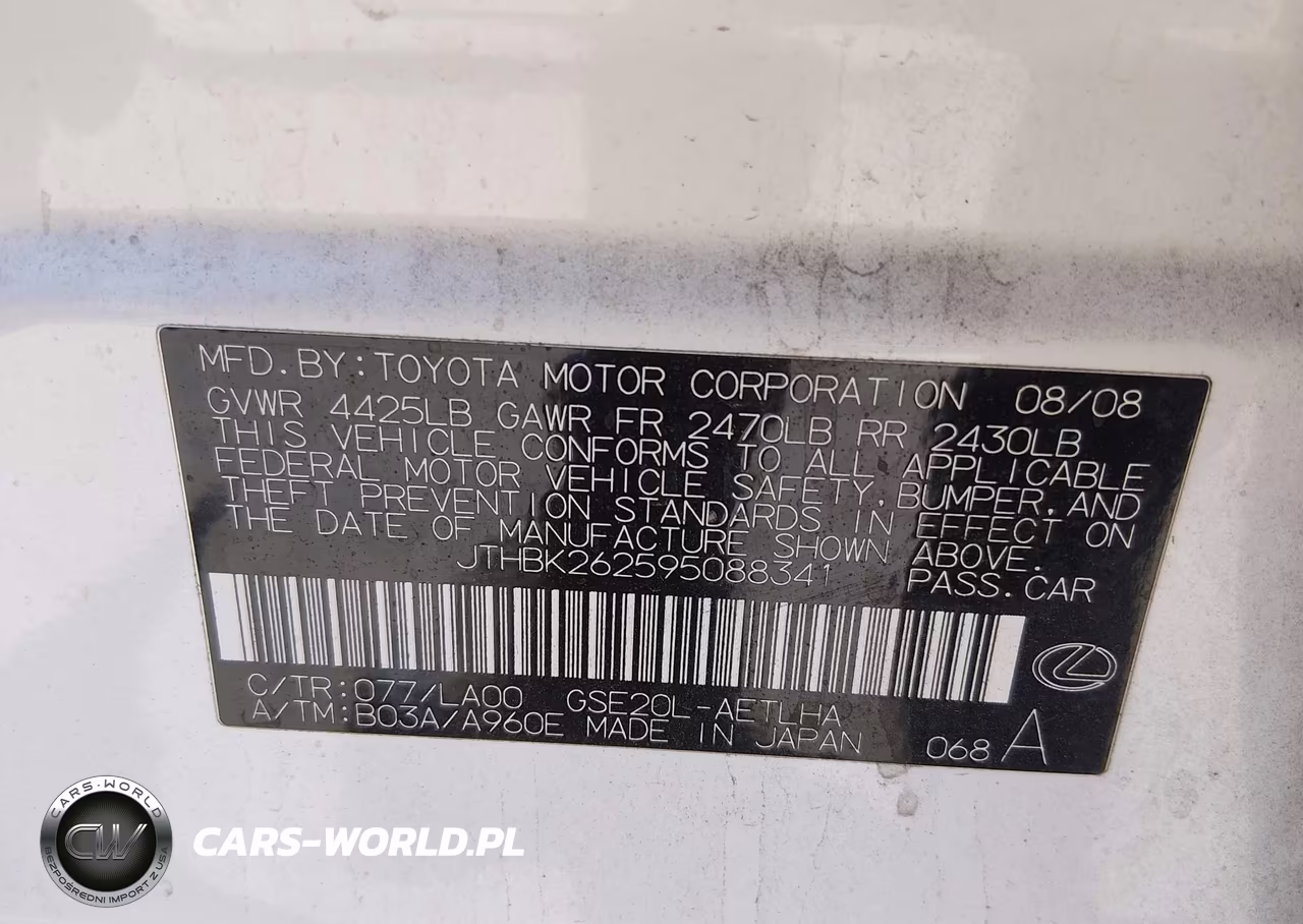 2009 Lexus Is 250 VIN:JTHBK262595088341 - 9