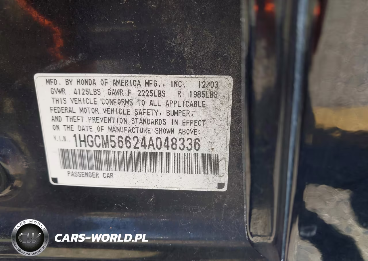 2004 Honda Accord 2.4 Ex VIN:1HGCM56624A048336 - 9