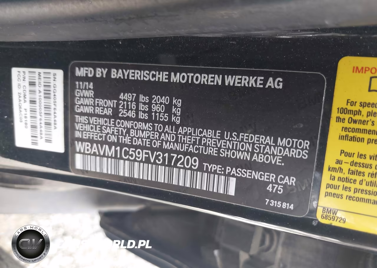 2015 BMW X1 Sdrive28I VIN:WBAVM1C59FV317209 - 9