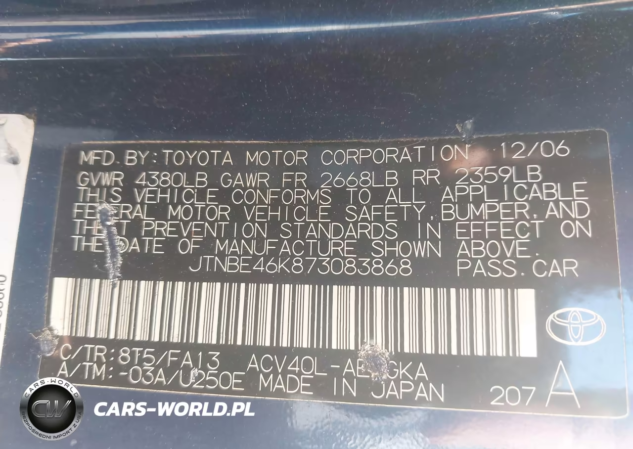 2007 Toyota Camry Ce-Le-Xle-Se VIN:JTNBE46K873083868 - 9