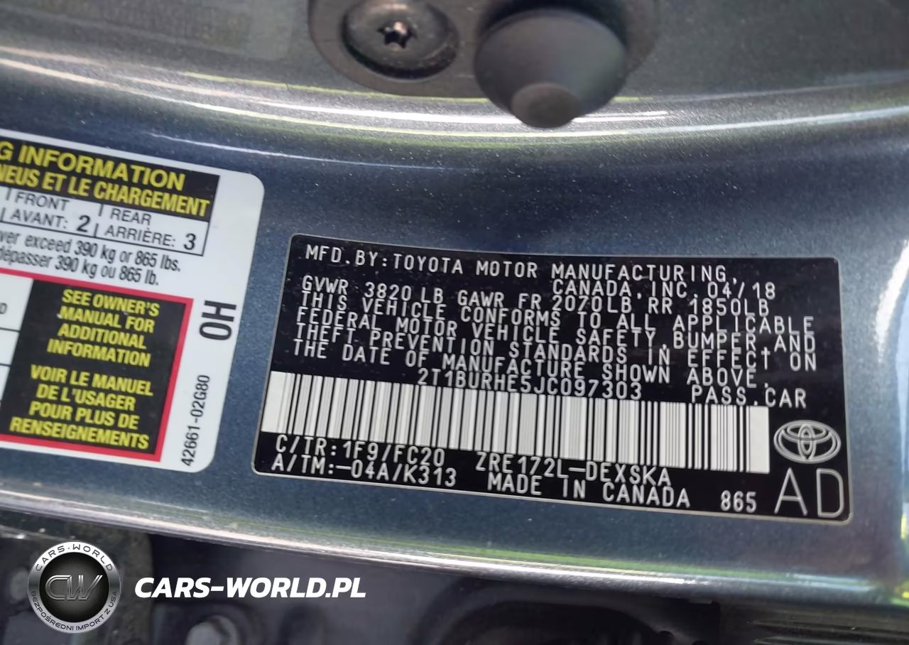 2018 Toyota Corolla Se VIN:2T1BURHE5JC097303 - 9