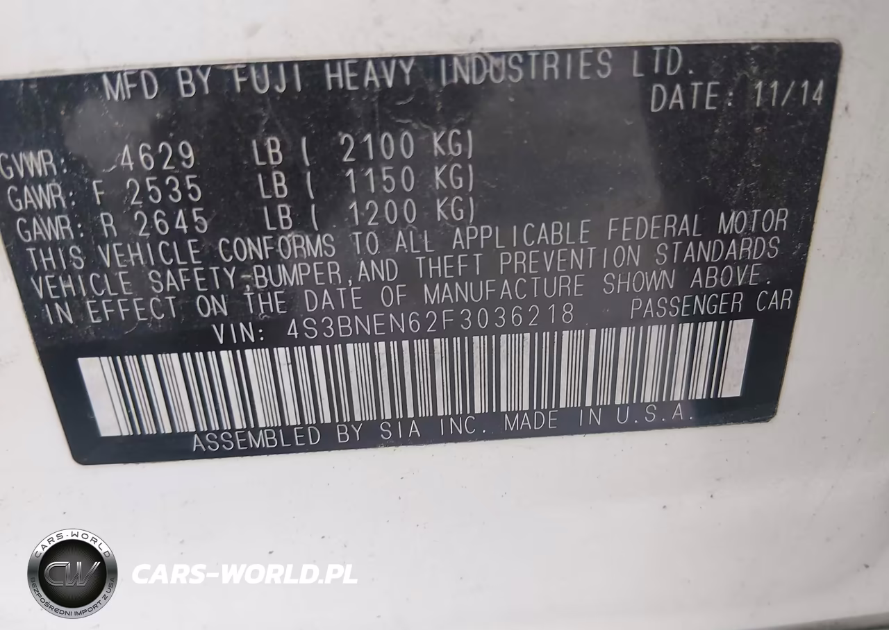 2015 Subaru Legacy 3.6R Limited VIN:4S3BNEN62F3036218 - 9