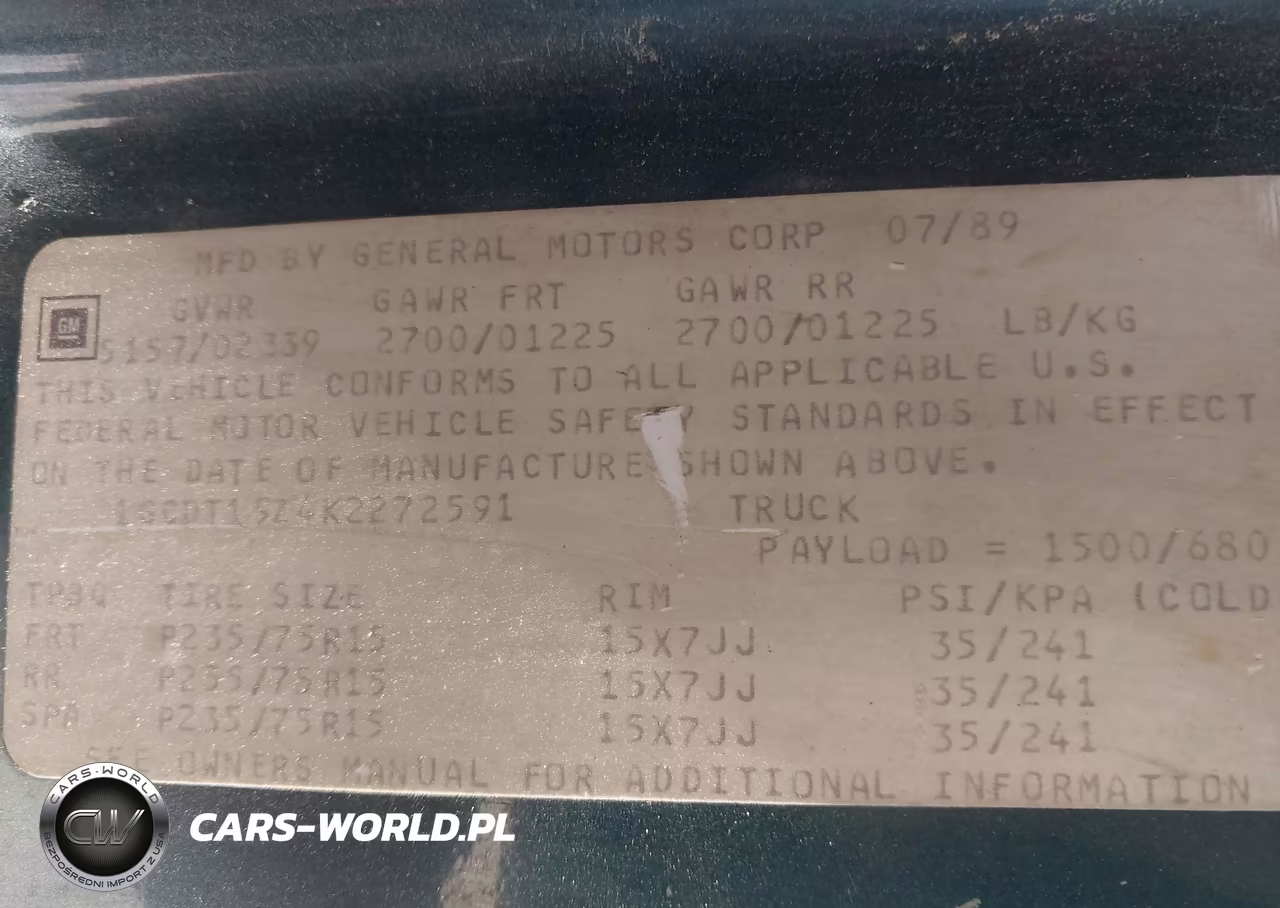 1989 Chevrolet S Truck S10 VIN:1GCDT19Z4K2272591 - 9