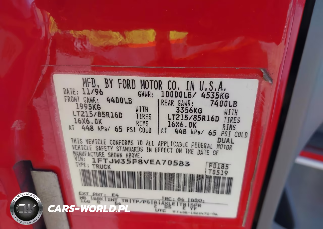 1997 Ford F-350 Xl VIN:1FTJW35F8VEA70583 - 9