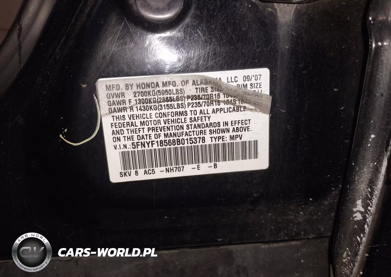2008 Honda Pilot Ex-L VIN:5FNYF18568B015378 - 9