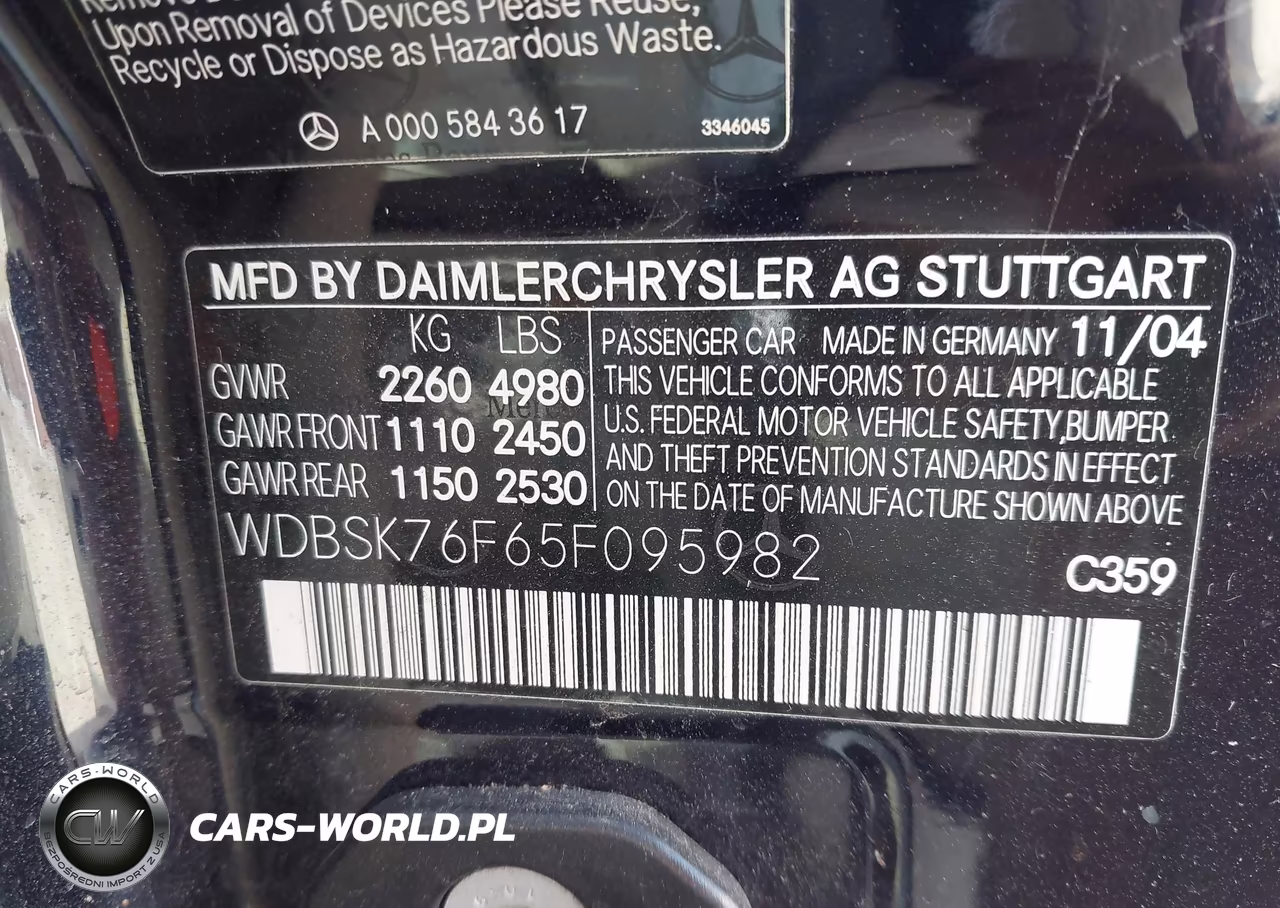 2005 Mercedes-Benz Sl 600 VIN:WDBSK76F65F095982 - 9