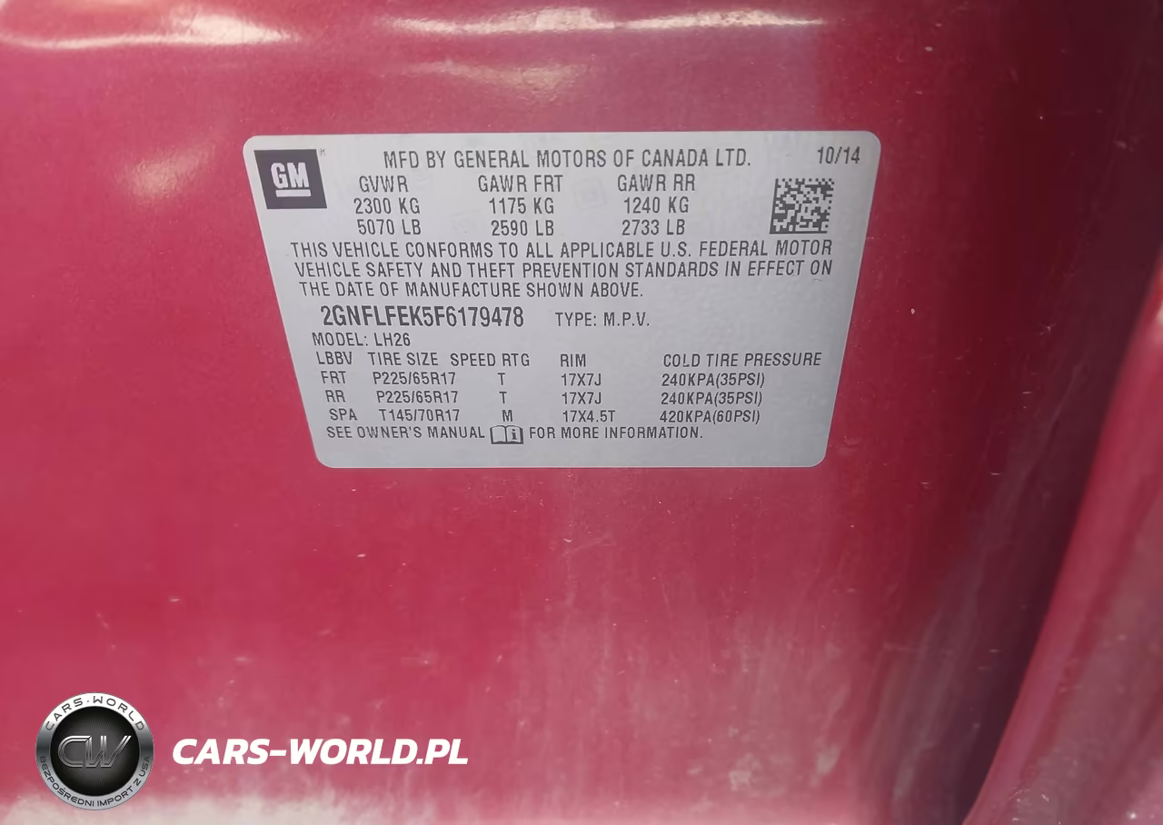 2015 Chevrolet Equinox 1Lt VIN:2GNFLFEK5F6179478 - 9
