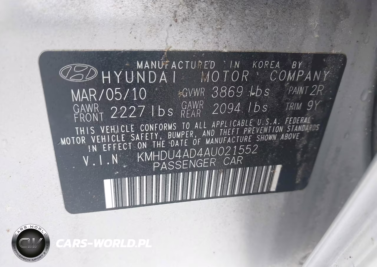 2010 Hyundai Elantra Se VIN:KMHDU4AD4AU021552 - 9