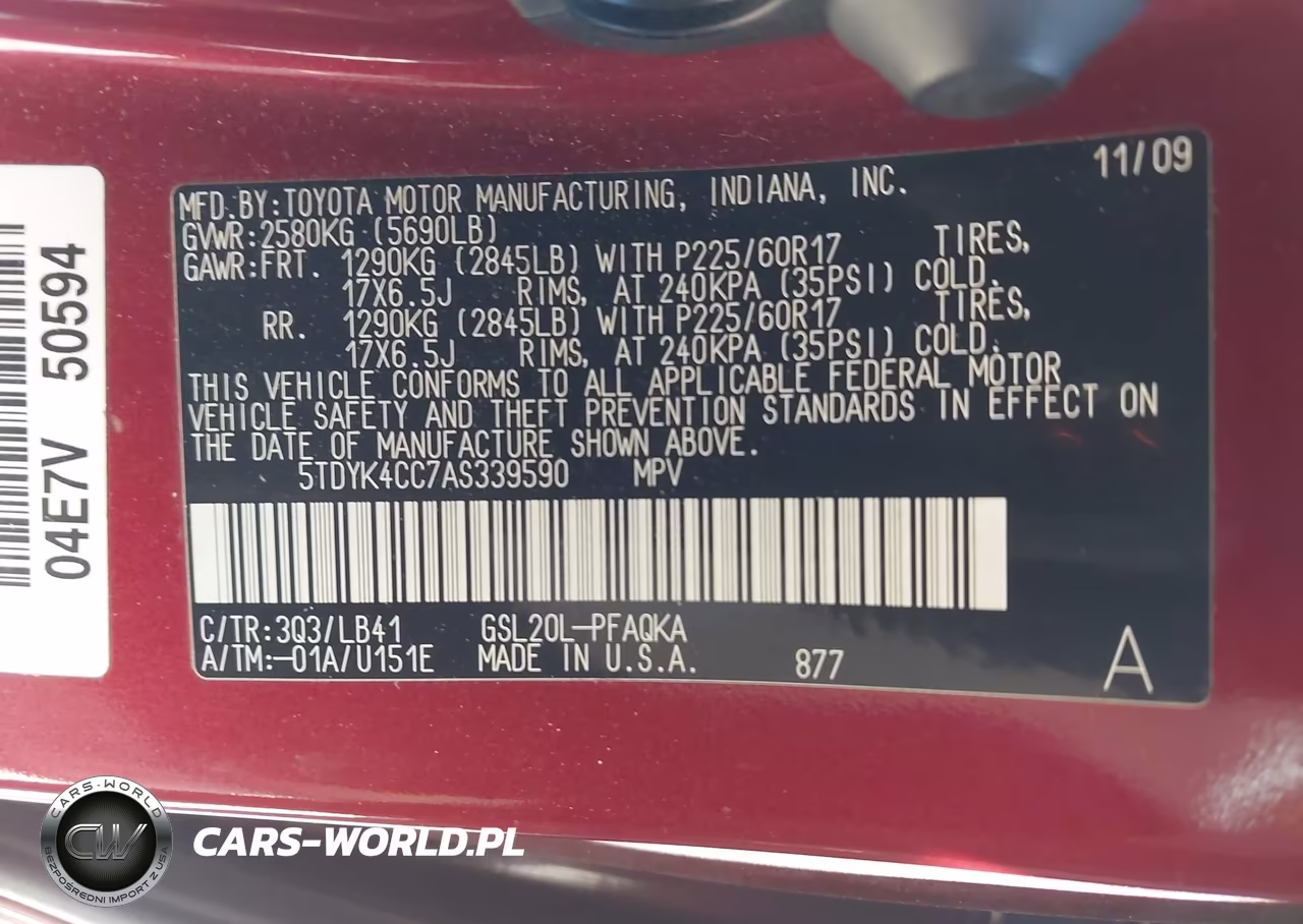 2010 Toyota Sienna Xle VIN:5TDYK4CC7AS339590 - 9