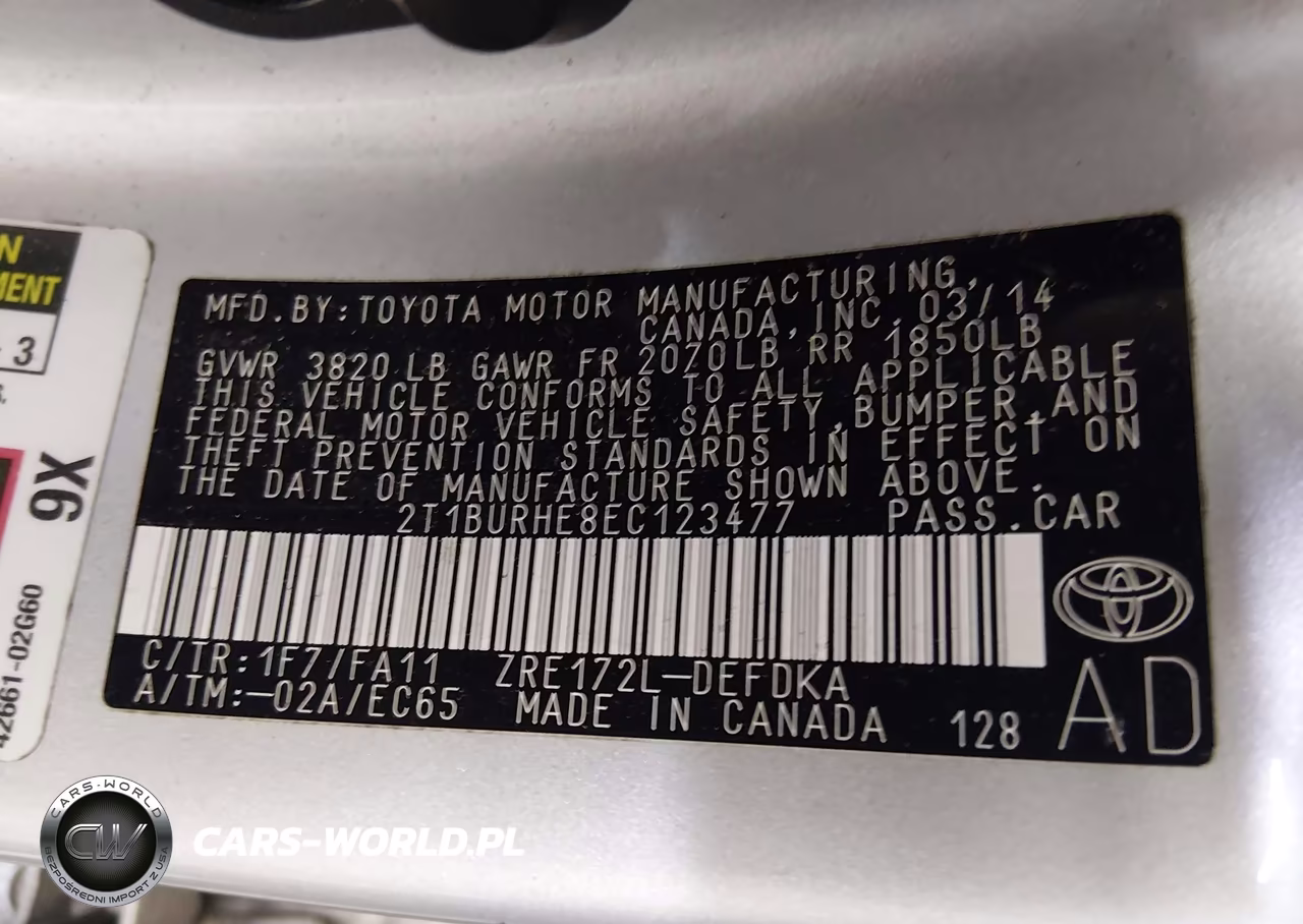 2014 Toyota Corolla L VIN:2T1BURHE8EC123477 - 9